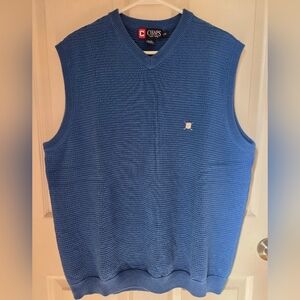 Chaps Textured Blue Knit Sweater Vest